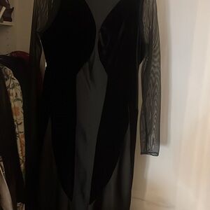 Elegant Black Sheer Sleeve Dress